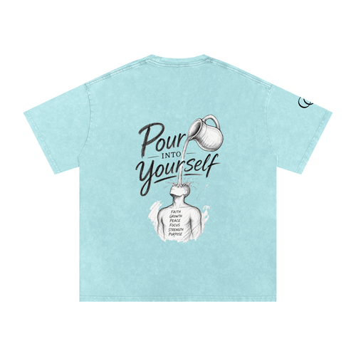 Pour Into Yourself Snow Washed Oversized Cotton T-Shirt
